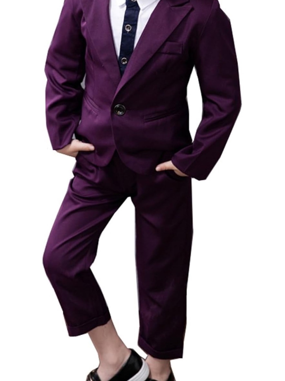 Boys' Tailored Plum Blazer & Pants Set